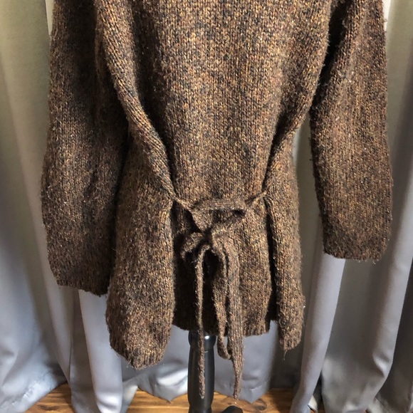 A.M.I. Knit Long Sleeve Open Front Tie Front or Back Cardigan Sweater - Picture 5 of 12